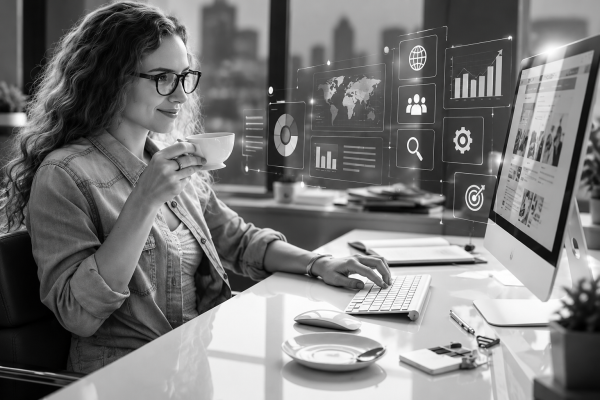 Futuristic Office Analytics Workspace Futuristic Office Analytics Workspace